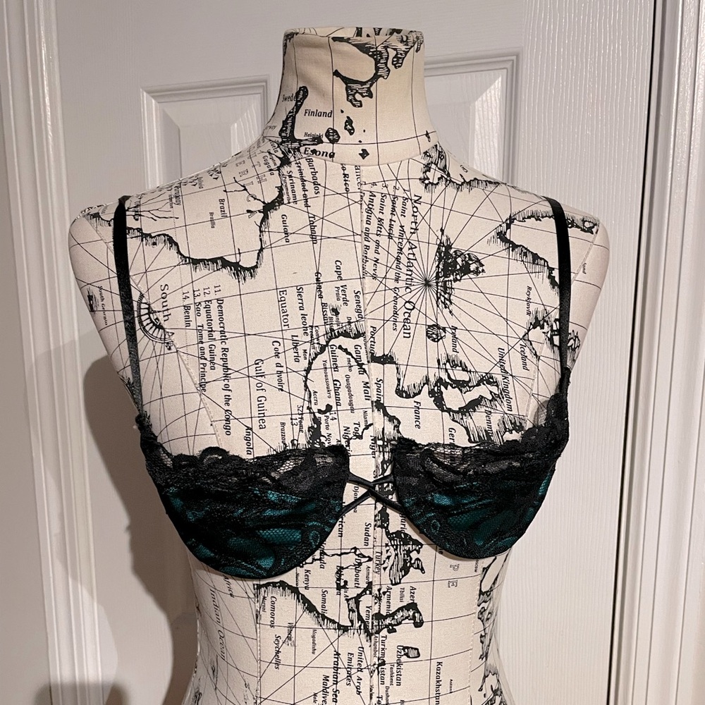 Lily of France Square Lace Half cup Vintage Y2K Coquette showgirl 80s goth 34B